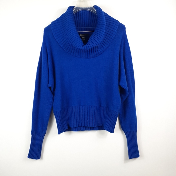 INC Blue Cowl Neck Fold Over Turtleneck Dolman Cro - Picture 11 of 11